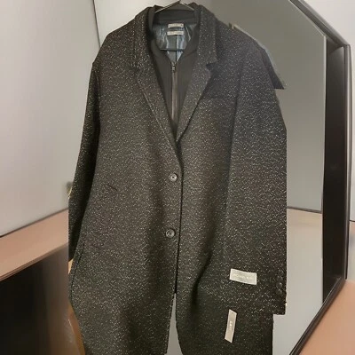 Michael Kors Men's Pike Slim Fit Top Coat 44R Black White Overcoat (MSRP $395) - Image 1 of 4