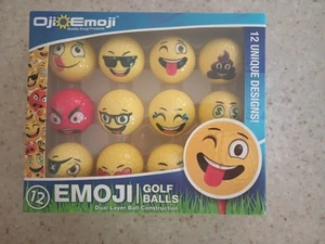 SET OF 12 EMOJI GOLF BALLS PRACTICE NOVELTY YELLOW NEW SEALED IN PACKAGE! - Picture 1 of 2