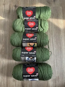 5 Full 7-ounce Skeins Red Heart Super Saver Medium Thyme Yarn - Picture 1 of 2