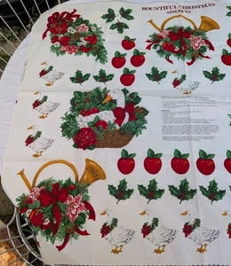 VIP Cranston Bountiful Christmas Appliqué Panel Goose Apples Holly Horn Vtg - Picture 1 of 8