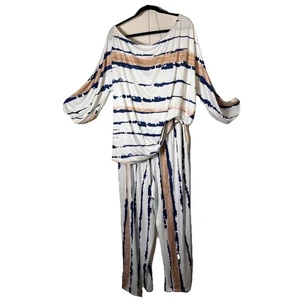 Lounge-Set Damen 2XL Batik weites Bein Hose & schulterfreies Oberteil kuschelig - Bild 1 von 11