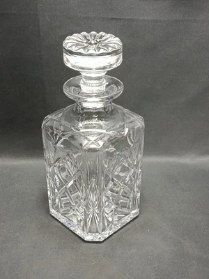 Royal Doulton Georgian Crystal Square Decanter Vintage Cut Glass Whisky READ - Image 1 of 4