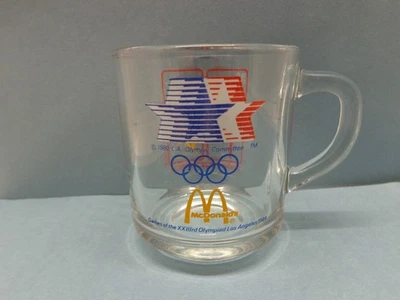 Taza de café de vidrio transparente McDonalds 1984 vintage, gráficos transparentes, Anchor Hocking Foto 1 de 4