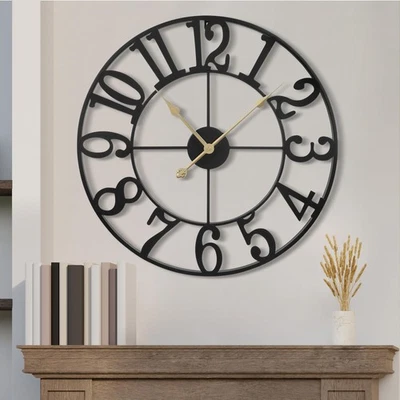 Wall Clock 40 Inch Round Large Indoor Wall Clocks Battery Operated Silent Non... - Image 1 of 4
