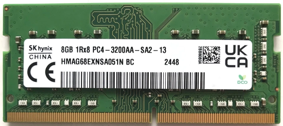 SK Hynix 8GB 1Rx8 PC4-3200AA-SA2-13 DDR4 25600MHz SDRAM HMAG68EXNSA051N BC - Image 1 of 1