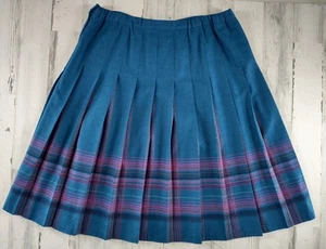 Pendleton Vintage Women's Skirt Pleated Virgin Wool Plaid Size 22W Blue EXC. - Picture 1 of 10