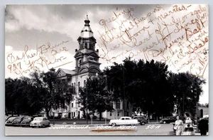 RPPC York NE Nebraska Court House 58-A alte Autos 1959 verschickt - Bild 1 von 2