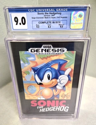 Sonic the Hedgehog Sega Genesis 1991 CGC 9.0 100% CIB Early Production WATA VGA - Image 1 of 4