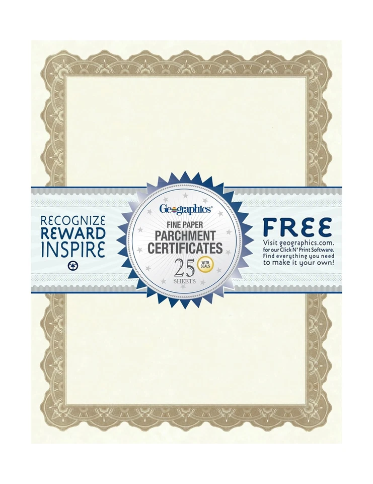 Optima Gold Blank Award Certificate Paper with Gold Foil Seals, 8.5 x 11", Se... - Image 1 of 1
