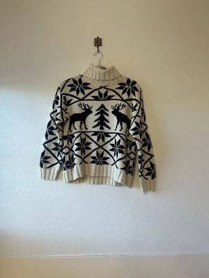 Ralph Lauren Vintage Hand Knit Wool Christmas Sweater Medium - Image 1 of 4