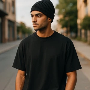 AG Jeans Knit Beanie Hat Wool Cashmere Black Made in Italy Goldschmied Luxury - Picture 1 of 10