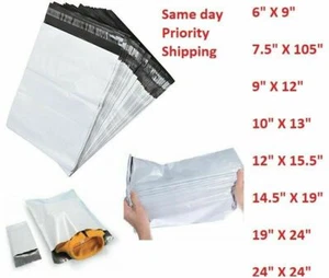 Poly Mailers 6x9 7.5x10.5 9x12 10x13 12x15.5 14.5x19 19x24 24x24 1 100 500 1000 - Picture 1 of 5