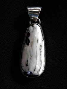 White Buffalo Long Teardrop Pendant - Navajo Handmade - Picture 1 of 2