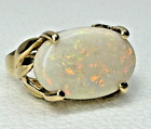 Vintage 14k Gold Opal Leaves Ring Sz 7.5 6.7g 12mm