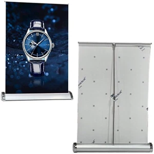 4 PACK Desktop Mini Retractable Roll Up Banner Stand 8.5"x11" / A4 - Picture 1 of 12