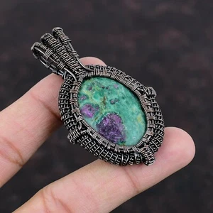 Freundschaftstag Verkauf natürlicher Rubin Fuchsite Kupferdraht umwickelt Anhänger Schmuck - Bild 1 von 6