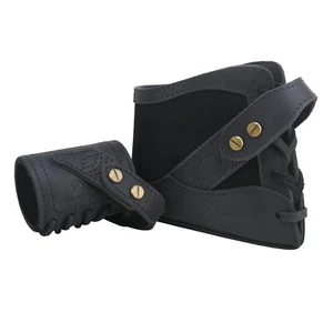 No-Drill Set Leather Rifle Recoil Pad with Sling Loop Vintage Suede Universal - Picture 1 of 55