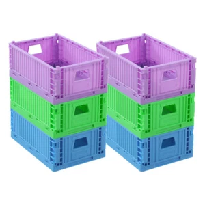6x Boxsweden Assorted 21x14cm Foldaway Crate Container Home Storage Organiser - Picture 1 of 6
