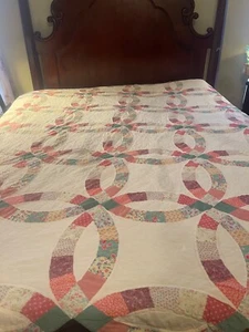 Edredón de anillo de boda Dbl hecho a mano 87" x 88" - Imagen 1 de 23