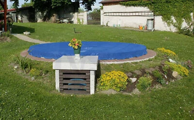 MARKENLOS Poolabdeckung 4,60 - 4,70 m Poolplane Abdeckplane Stahlseil Winterabdeckung Pool