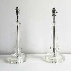 Stunning Pair of Laura Ashley Cut Glass Table Lamps Bedside Tall 38cm Height - Picture 1 of 9