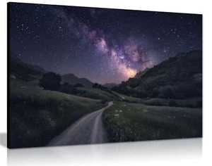 Dark Blue Night Sky Path to the Stars Framed Canvas Print Wall Art Home Decor - Picture 1 of 6