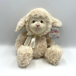 Baby GUND Fluffles Lamb sheep Plush Shaggy Fuzzy Ribbon Bow Lovey Toy 5843 10” - Picture 1 of 11