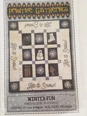 Winter Fun Quilt Pattern by Primitive Gatherings Designed by Lisa Bongean NIP  - Image 1 of 4
