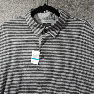 Greg Norman Polo Sz XL Polyester Cotten Blend Golf Casual Stripe Gray Black - Picture 1 of 10