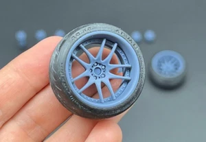 1/18 Work Emotion CR 3P 18" Wheels with Rubber Yokohama Tires for JDM and Others - Picture 1 of 6