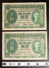 1949 & 1952 Hong Kong $1 Banknotes (2 Notes) Circulated P-324A & B #12250