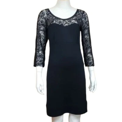 Free People Dress L Black Lace Sheath Open Back Whimsigoth Romantic Party Boho - Image 1 of 4