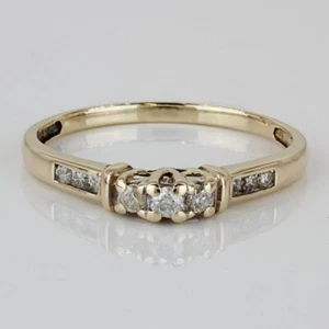 Vintage 10KYG Diamond Wedding Band/ Engagement Ring - Picture 1 of 9