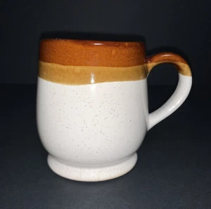 Vintage Stoneware Coffee Mug Tri-color Glazed Striped Crock Style 4” - Picture 1 of 5