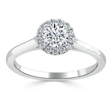 2.00 Ct Round Cut Moissanite Engagement Women's Halo Ring Solid 14K White Gold