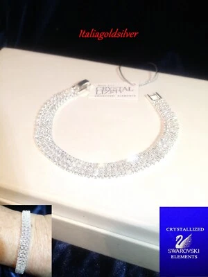 Bracciale Donna SWAROVSKI ORIGINALI Tennis Cristalli Argento Gioelli Sposa oro - Immagine 1 di 4