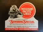 *MISSOURI PACIFIC LINES* VINTAGE TRAIN/LUGGAGE LABEL.  Approx. 3.25" x 2.75"
