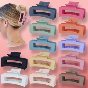 12 Pcs Medium Colorful Hair Clips 3.5 Inch Square Claw Clips for Women Girls - Picture 1 of 7