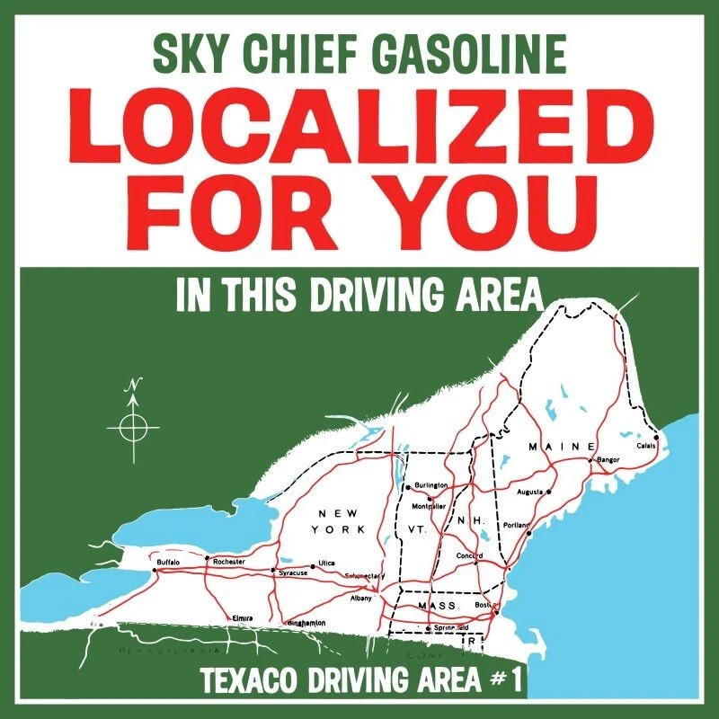 Texaco Sky Chief Gasoline w/ Northeast Map NEW Metal Sign 40" Square USA STEEL Foto 1 de 1