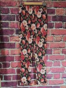 SLINKY BRAND PULL ON BLACK FLORAL PRINT PANTS - SIZE S C109  - Picture 1 of 8
