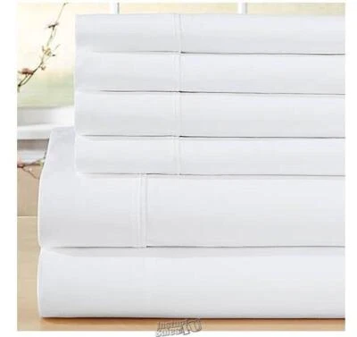 Elegance 1800tc Juego de 6 Sábanas Blanco Rey Foto 1 de 2