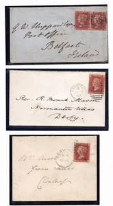 GB PENNY RED VICTORIA COVERS 1858 1868 1879 STAMPS - Picture 1 of 1