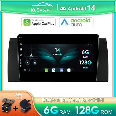 6G+128GB Android 14 Autoradio Carplay GPS DAB+BT Per BMW 5er E39 X5 E5 Sat Nav - Immagine 1 di 4