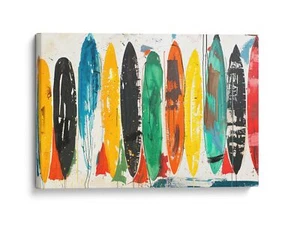 Impresión de arte de pared de lienzo de tablas de surf coloridas, decoración abstracta del océano - Imagen 1 de 17