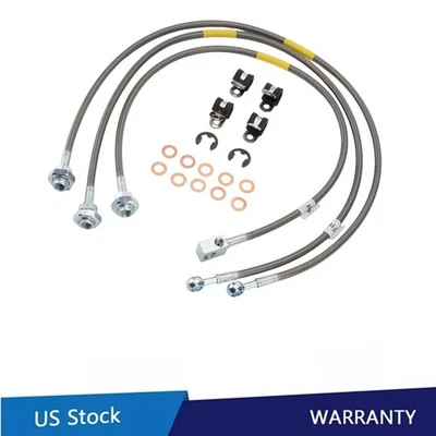 695770 Brake Lines Braided Steel For 2001-2003 Chevy GMC Silverado Sierra Foto 1 de 4
