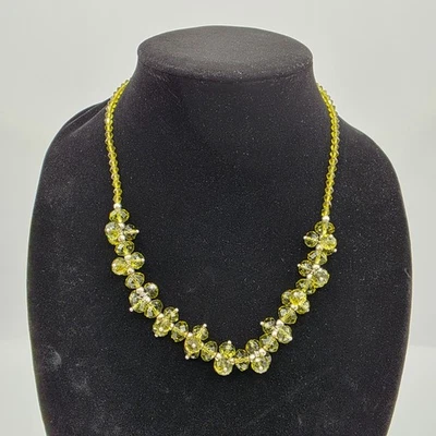 Collar con cuentas de cristal redondo verde para mujer cierre magnético 19" ropa artística Foto 1 de 4