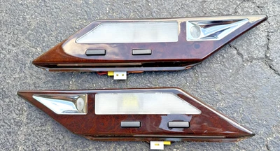BMW E38 750IL 740IL 740I REAR C PILLAR READING DOME LIGHTS LAMPS WOOD GRAIN - Image 1 of 4