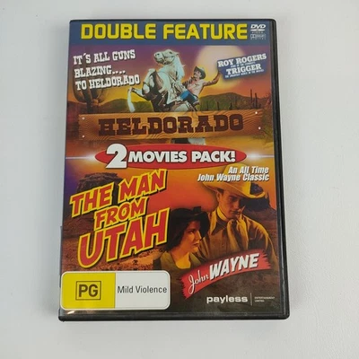 John Wayne Roy Rogers Double Feature DVD The Man from Utah Heldorado - Image 1 of 4