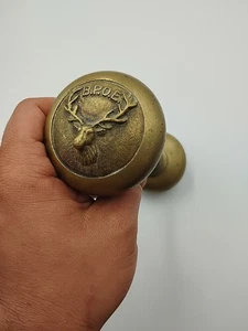 1 SET OF 2 ANTIQUE BRASS BPOE ELKS STAG DOOR KNOBS #3 - Picture 1 of 20