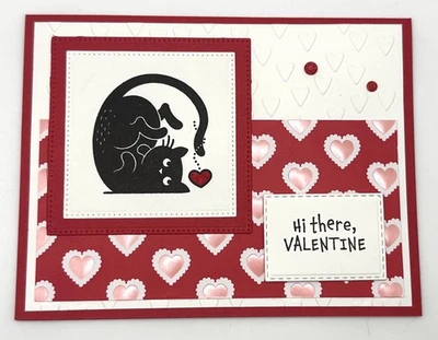 Stampin’ Up! Kit de tarjetas de gato de San Valentín, juego de 5, DSP, en relieve, rojo, rosa Foto 1 de 4
